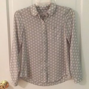 LOFT Gray/White Polka Dot Shirt